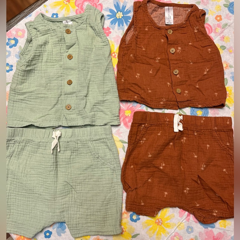 Gerber Kids Shorts Set - Mint Green and Rust set